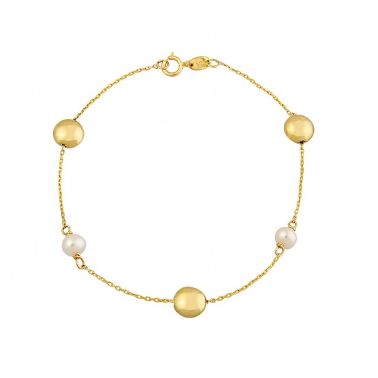 K14 gold bracelet with pearls and balls 712979