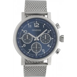 OOZOO watch with blue dial and silver bracelet