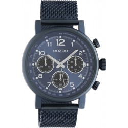 Oozoo Chronograph Watch with Metallic Bracelet in Blue