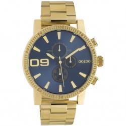 Oozoo Chronograph Watch with Metallic Bracelet in Gold Color