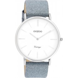 Ρολόι OOZOO Vintage με λευκό καντράν και γαλάζιο δερμάτινο λουράκι  C20147