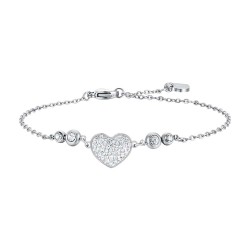 Luca Barra Women's Steel Heart Bracelet with White Crystals BK2529