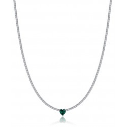 Luca Barra Tennis Crystal And Green Heart Necklace Ck1940