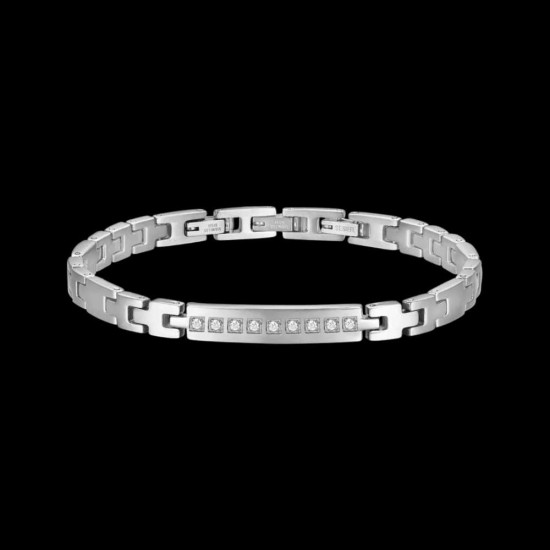 Luca Barra Men s Steel Bracelet In Silver Color BA1494