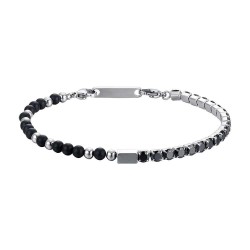 Men's Steel Bracelet with Black Beads Luca Barra