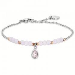 Women's Luca Barra Steel Bracelet with Pink Agate and Pink Crystal