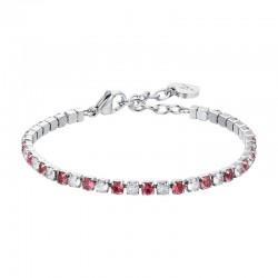 Luca Barra Women's Steel Bracelet with White and Red Zircons
