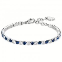  tennis bracelet in steel, from the Luca Barra brand with blue and white crystals