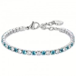 Women's tennis bracelet in steel, from the Luca Barra brand with blue and white crystals.