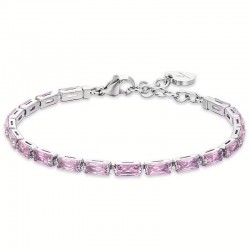 Women's tennis bracelet in steel  Luca Barra brand with pink baguette zircons BK2630