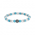 Men's elastic bracelet with blue and white stones and steel elements Length: 21 cm