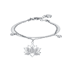 WOMEN'S STEEL BRACELET WITH LOTUS FLOWER WITH WHITE CRYSTALS