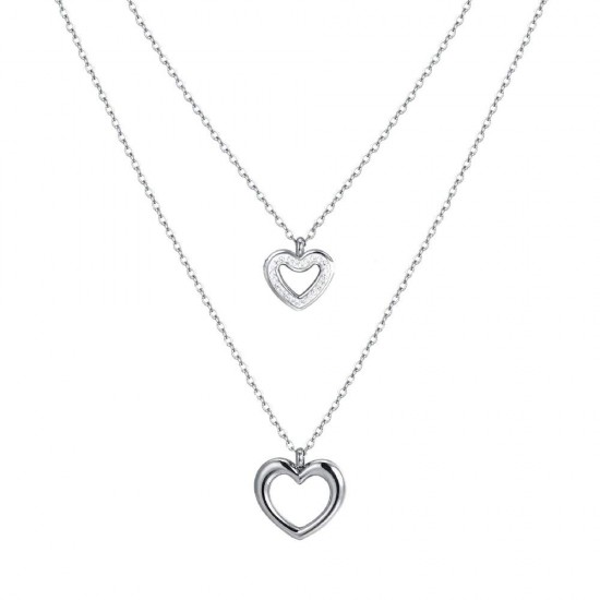 Women s necklace Luca Barra CK1800 in steel with hearts and white crystals