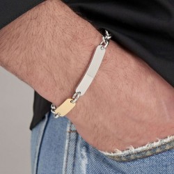 Steel bracelet with ip gold steel element ba1309