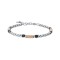 Luca Barra men's Steel bracelet with pink element and black stones BA1414