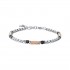 Luca Barra men's Steel bracelet with pink element and black stones BA1414