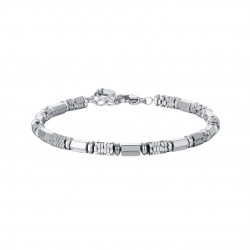 Luca Barra Men's Bracelet Steel bracelet with hematite silver ba1431