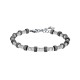 Luca Barra Men s Bracelet Steel bracelet with gray and silver hematite