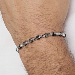 Luca Barra Men's Bracelet Steel bracelet with gray and silver hematite