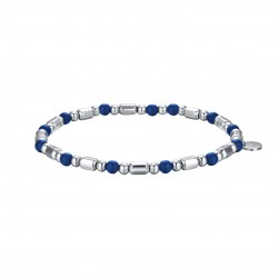 Luca Barra Men's Bracelet Elastic bracelet with steel elements and blue stones ba1440