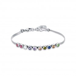 Steel bracelet with multicolor stones