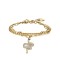Luca Barra Gold Steel Snake Bracelet with White and Black Crystals BK2305