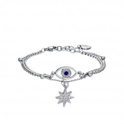 Luca Barra Steel bracelet with eye and star crystals bk2311