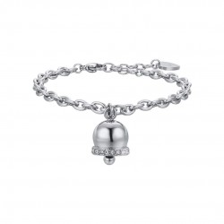 Luca Barra Steel bell bracelet with white crystals BK2323