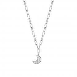  Steel necklace with moon and white crystals