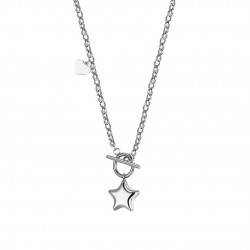 Steel necklace with star and heart