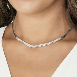 Luca Barra Steel necklace with white crystals ck1732