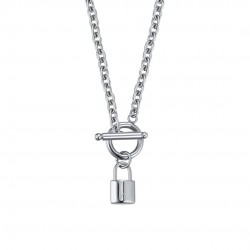 Luca Barra women's necklace. Steel necklace with padlock. CK1737