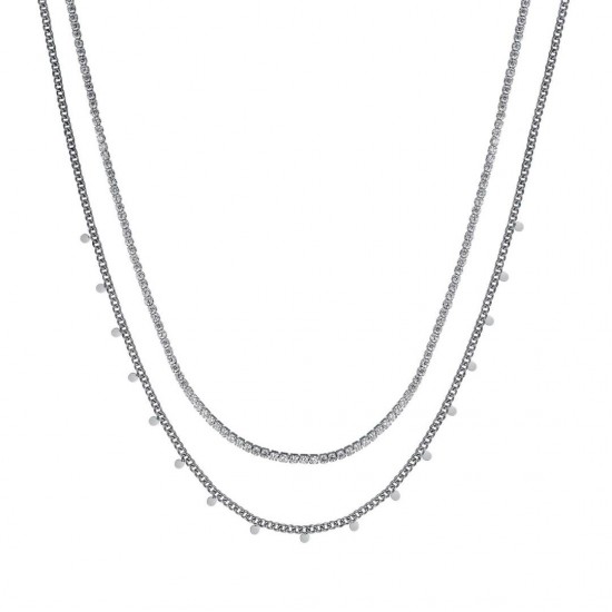 Luca Barra women s necklace. Steel necklace with white crystals ck1745