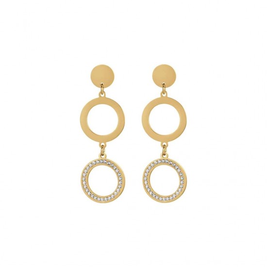 Luca Barra Women s Earrings Gold Steel Earrings with White Crystals ok1185