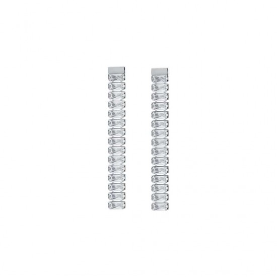 Luca Barra Women s Steel Earrings With White Crystals ok1186