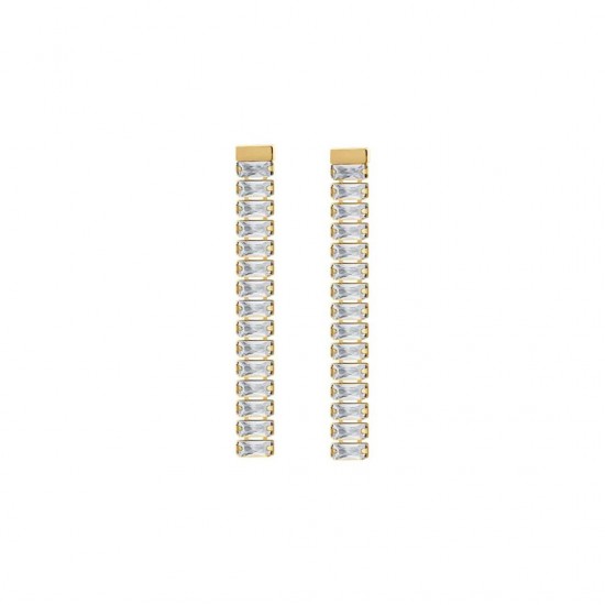 Luca Barra women s earrings. Gold steel earrings with white crystals ok1187