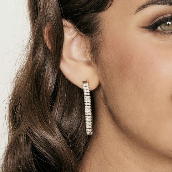 Luca Barra women s earrings. Gold steel earrings with white crystals ok1187