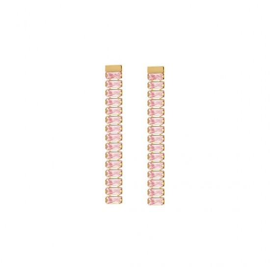 Luca Barra Women s Earrings Gold steel earrings with pink crystal ok1188