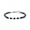 Luca Barra Steel bracelet with gray IP hematite, black stones and steel element BA1473