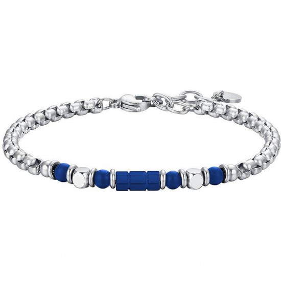 Luca Barra Men s Bracelet Steel bracelet with blue elements and blue stones BA1419