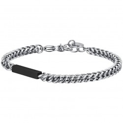 Luca Barra Men's Bracelet Steel bracelet with black element.