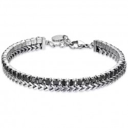 Luca Barra men's bracelet in steel and black crystal BA1463