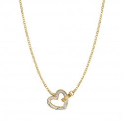 Luca Barra Gold-plated steel women's necklace with heart and white crystals and element