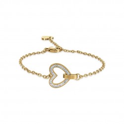 Luca Barra Steel Heart Bracelet Gold Plated With Crystals BK2399