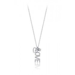 Melitea Silver Necklace Love And Heart With Zirconia mc293