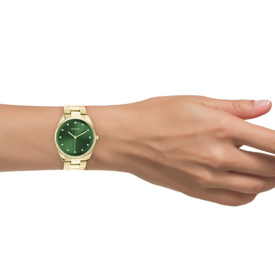  Ρολόι οοζοο με πράσινο καντράν και χρυσό ατσάλινο μπρασελέ 