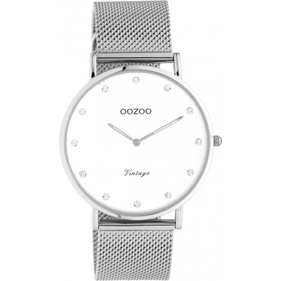 Oozoo Vintage Watch with Metallic Bracelet in Silver color