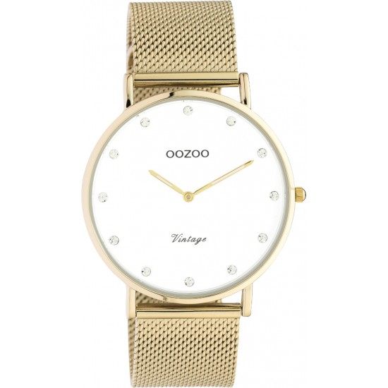 Ρολόι OOZOO με λευκό καντράν και χρυσό μπρασελέ C20236