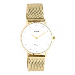 OOZOO watch with white dial and gold mesh bracelet C20241