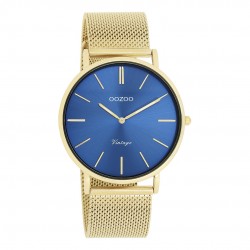 OOZOO vintage watch with blue dial and gold steel mesh bracelet C20290